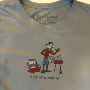 Life Is Good Light Blue Chillin' & Grillin' Vintage Tee